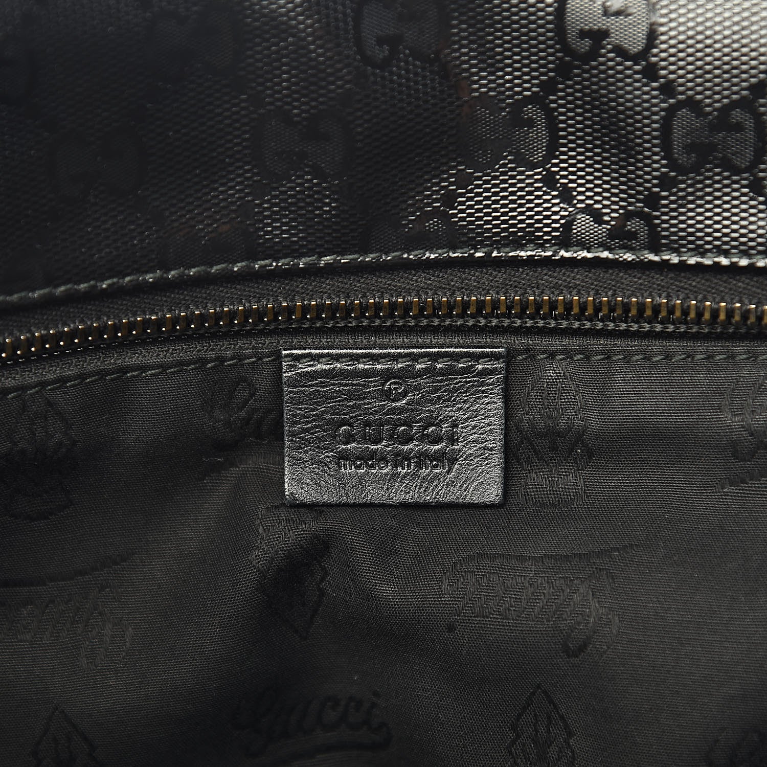 Gucci Imprime Monogram Medium Zippered Shopping Tote Black 6 of 13