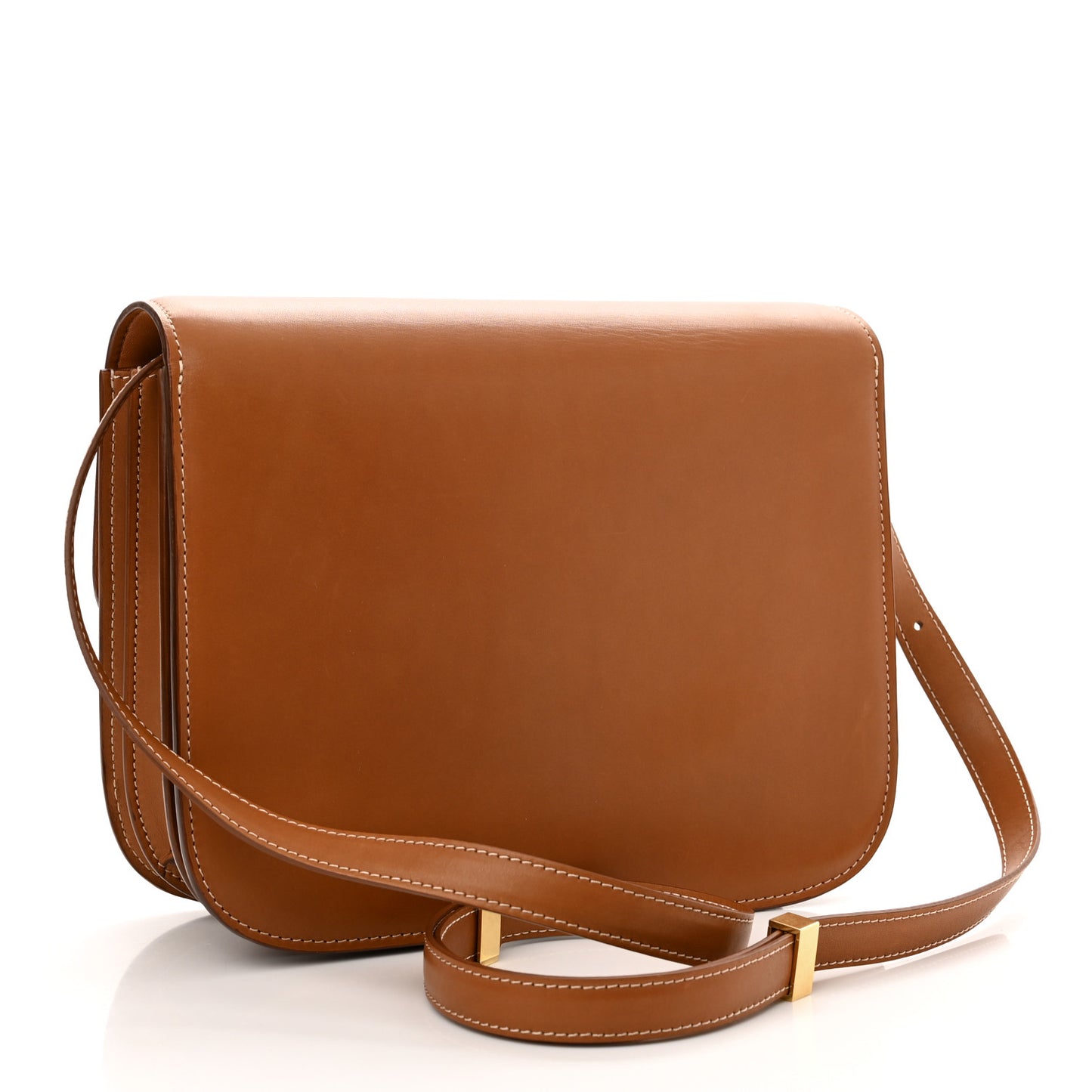 Natural Calfskin Medium Classic Box Flap Bag Tan