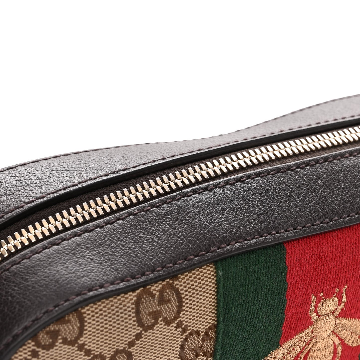 GG Supreme Monogram Web Small Webby Bee Shoulder Bag Dark Brown