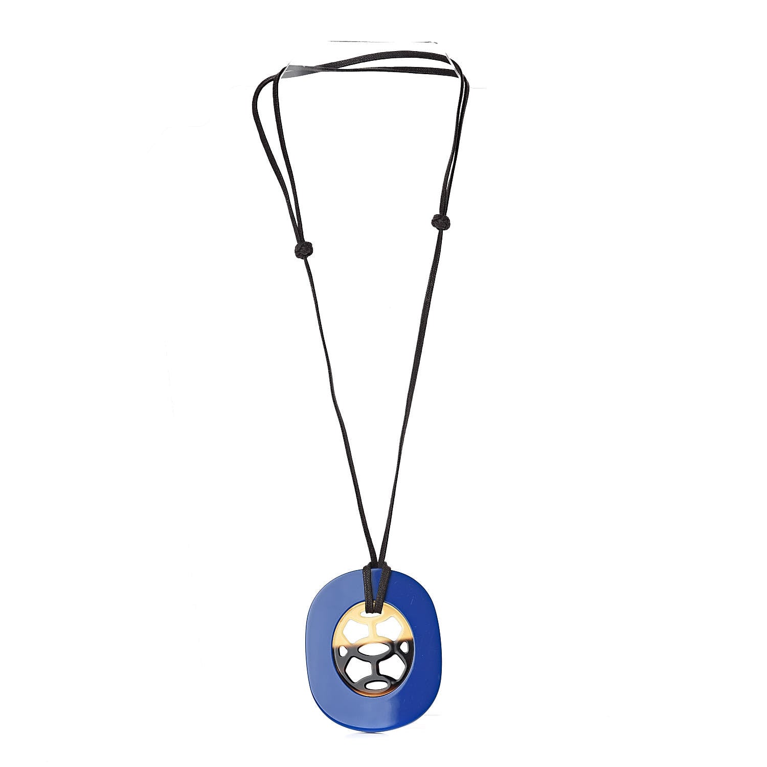 Hermes Buffalo Horn Lacquer Lift Pendant Bleu Saphir 3 of 5