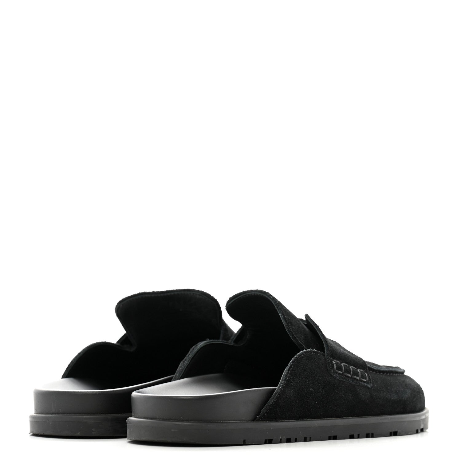 Hermes Suede Calfskin Go Mules 37 Black 5 of 10