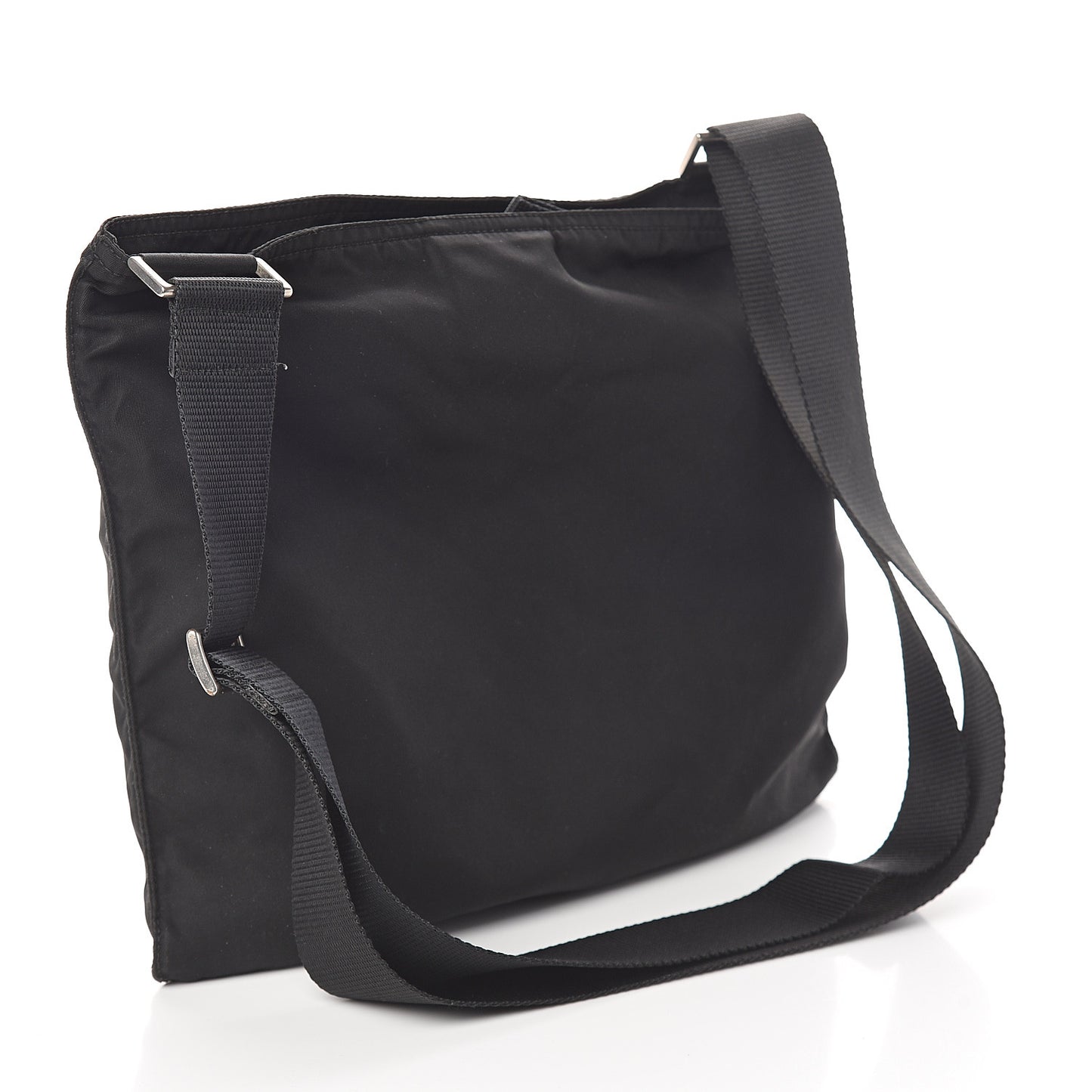 Nylon Small Flat Messenger Bag Black