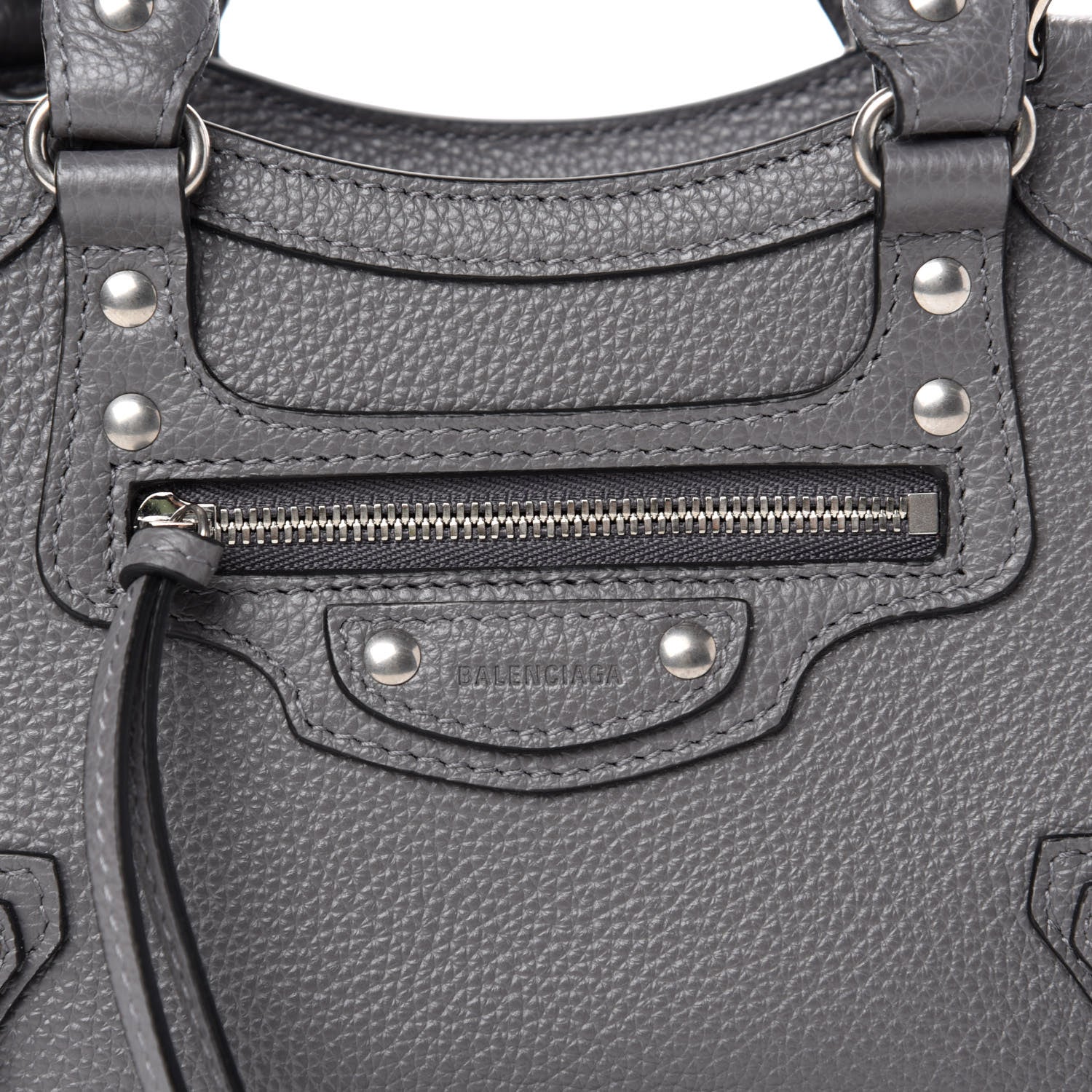Balenciaga Grained Calfskin Neo Classic Silver Hardware Mini City Dark Grey 10 of 10