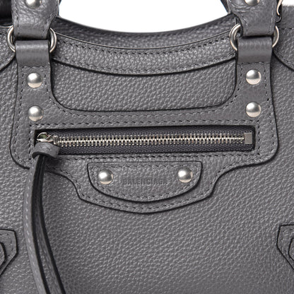 Balenciaga Grained Calfskin Neo Classic Silver Hardware Mini City Dark Grey 10 of 10