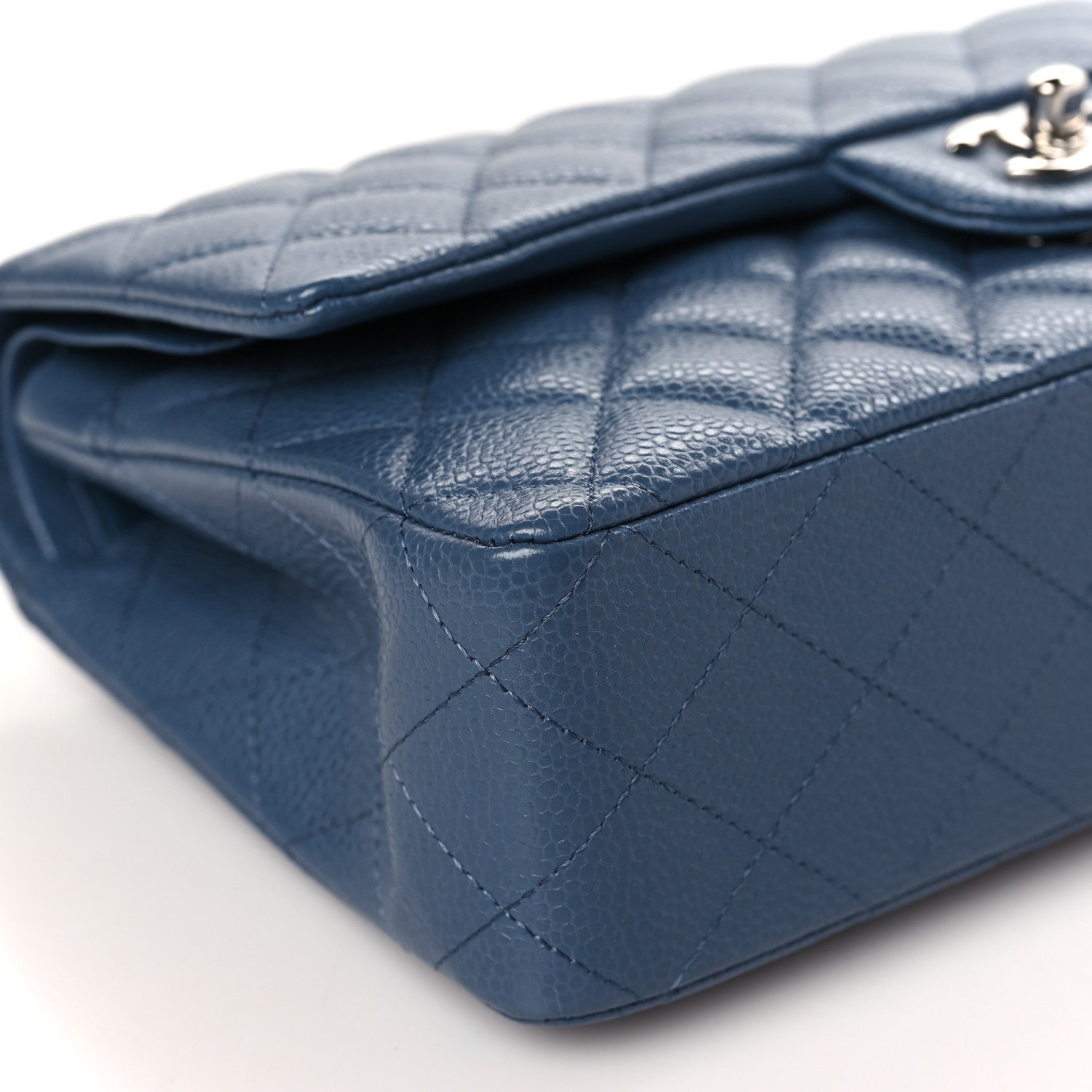 Chanel Caviar Quilted Medium Double Flap Blue 8 of 9