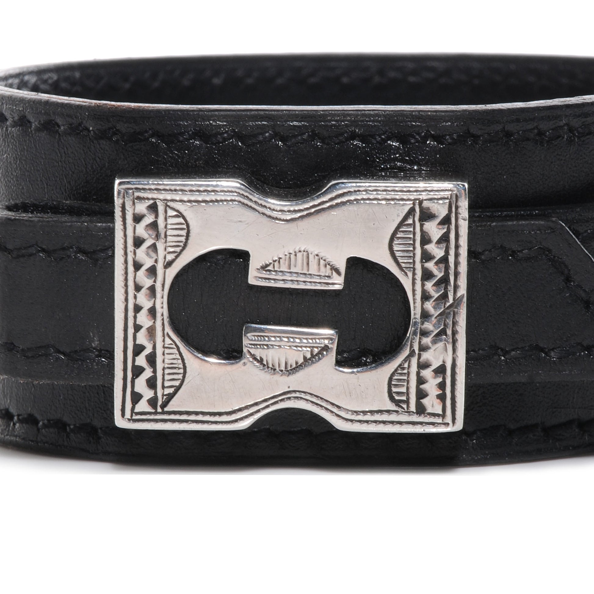 Hermes Sterling Silver Box Touareg Bracelet Medium Black 4 of 6