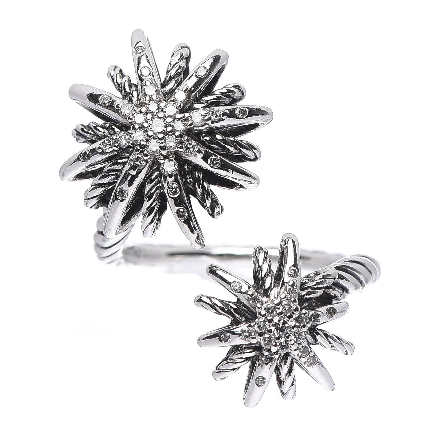 Sterling Silver Diamond 28mm Open Starburst Ring 53 6.5
