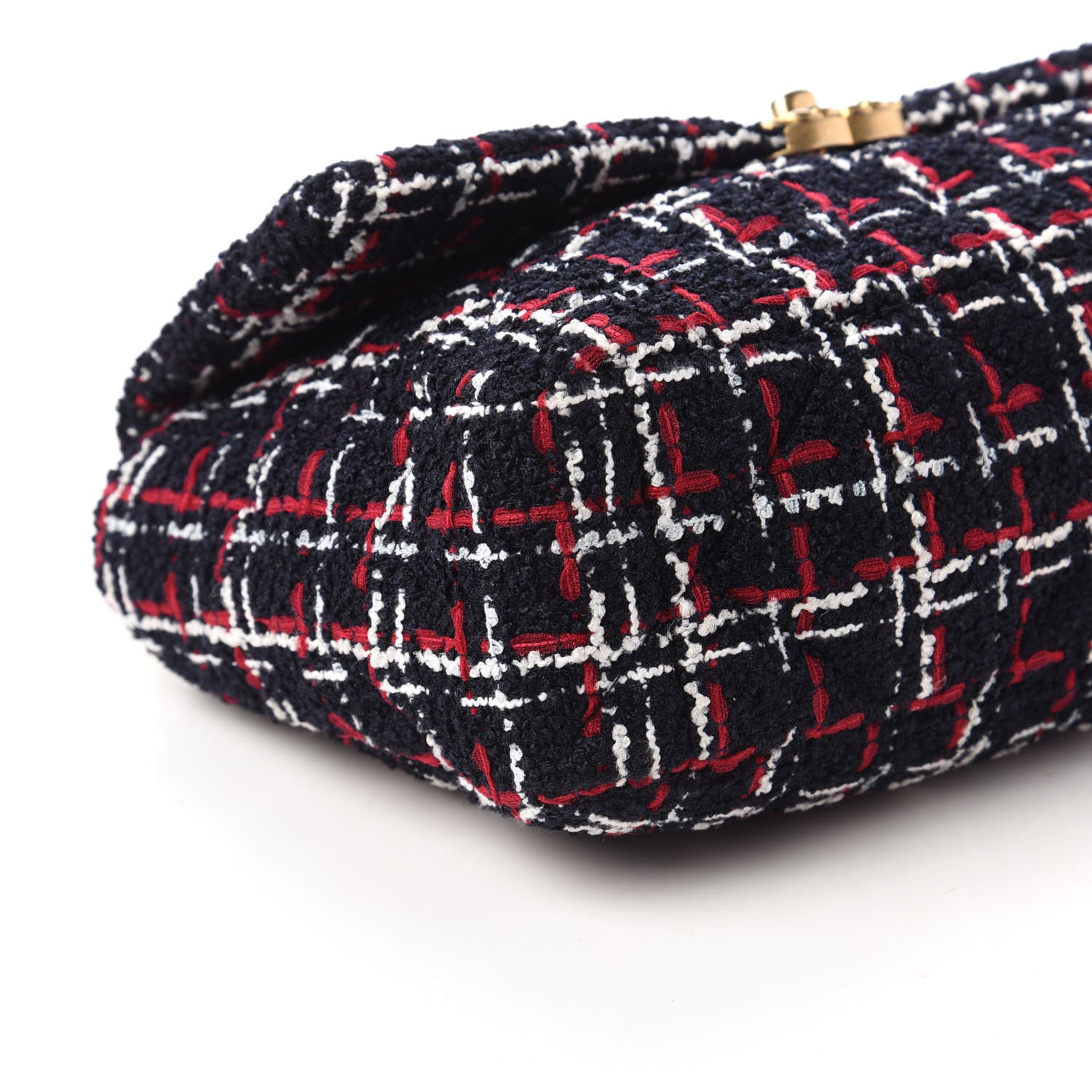 Chanel Tweed Quilted Large Chanel 19 Flap Navy Blue White Red 6 of 10
