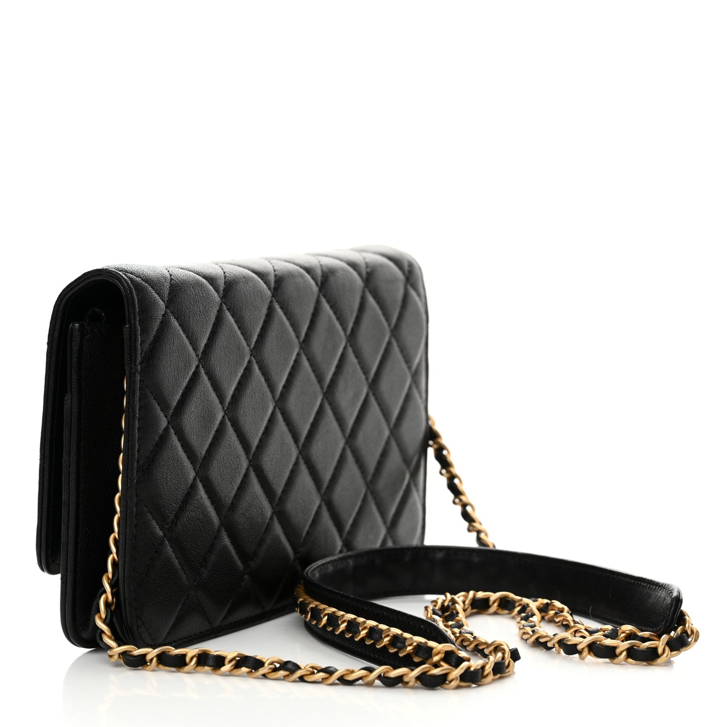 Lambskin Quilted Infinity Wallet On Chain WOC Black