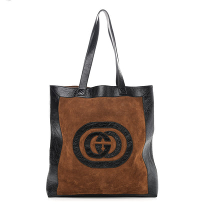 Gucci Suede Large Ophidia Vertical Shopping Tote Chestnut 2 of 10