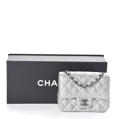 Chanel Metallic Caviar Quilted Mini Square Flap Silver 10 of 10
