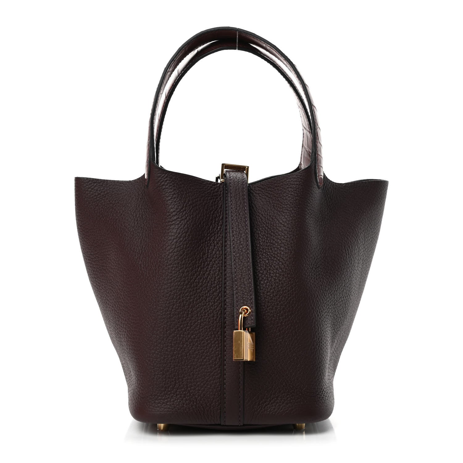 Hermes Taurillon Clemence Matte Alligator Picotin Lock Touch 18 PM Rouge Sellier Bourgogne 1 of 4