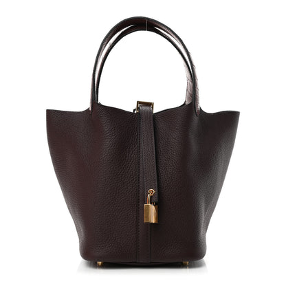 Hermes Taurillon Clemence Matte Alligator Picotin Lock Touch 18 PM Rouge Sellier Bourgogne 1 of 4