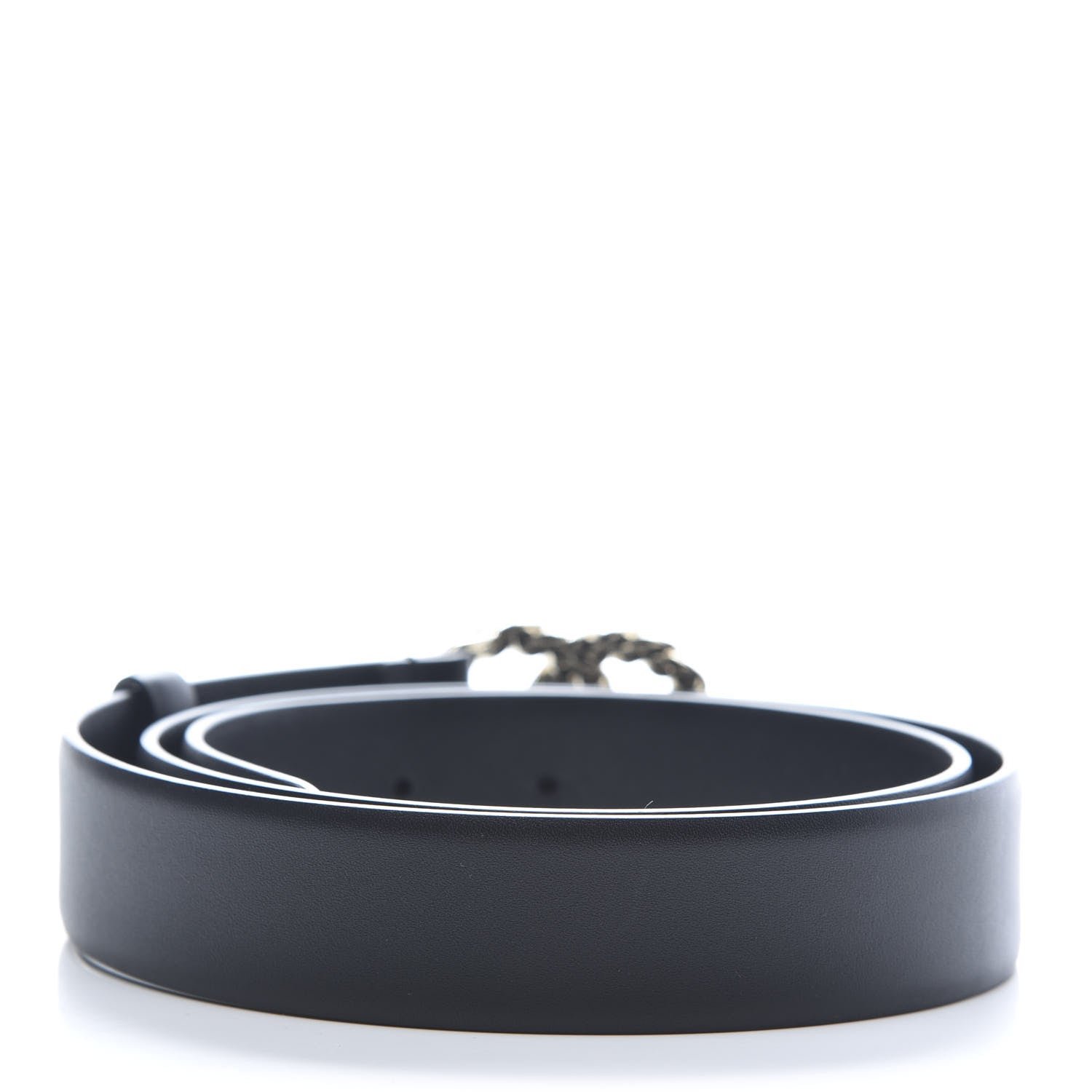 Chanel Calfskin Crystal Pearls Coronation CC Belt 80 32 Black 2 of 6