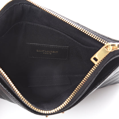 Saint Laurent Grain De Poudre Chevron Monogram Bill Pouch Black 4 of 5