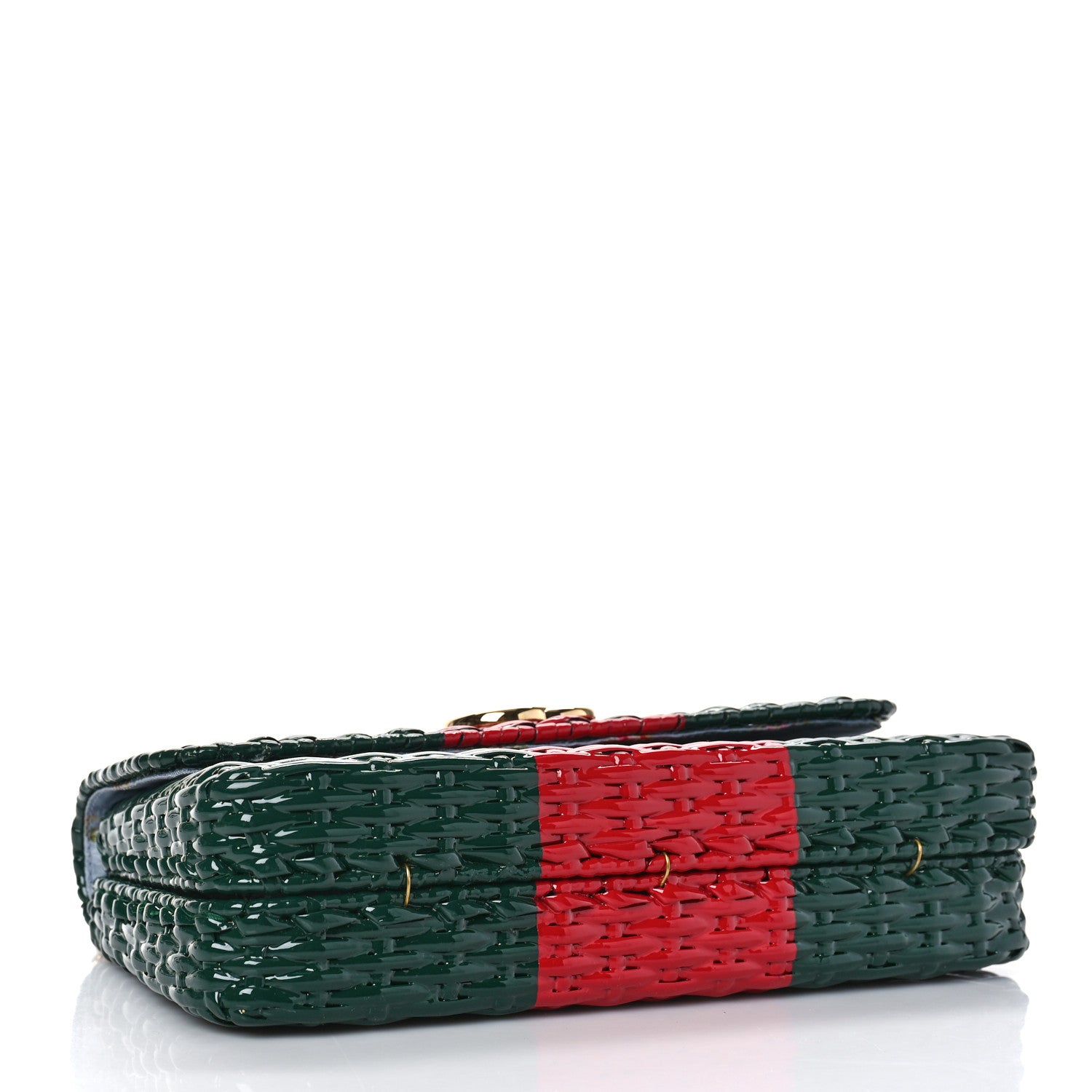 Gucci Glazed Wicker Stripe Small Cestino Shoulder Bag Green 4 of 9