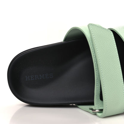 Hermes Epsom Womens Chypre Sandals 37.5 Vert Jade 7 of 9