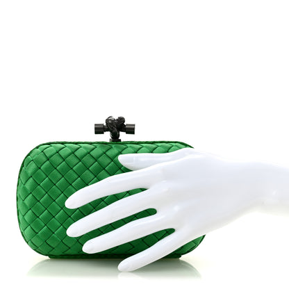 Bottega Veneta Satin Intreccio Impero Ayers Knot Clutch Parakeet 2 of 9