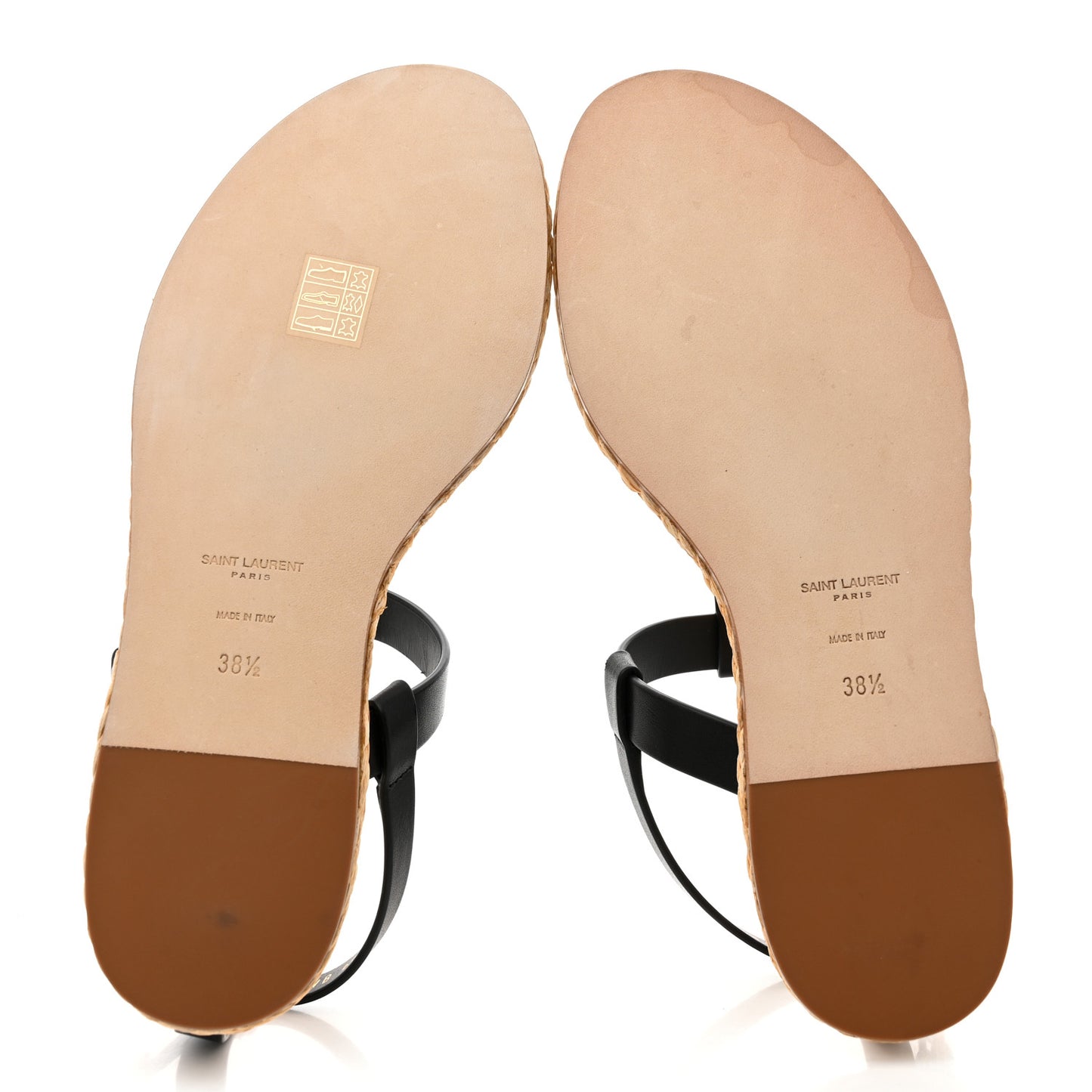 Calfskin Raffia Cassandra Monogram Sandals 38.5 Maine Light Bronze Black
