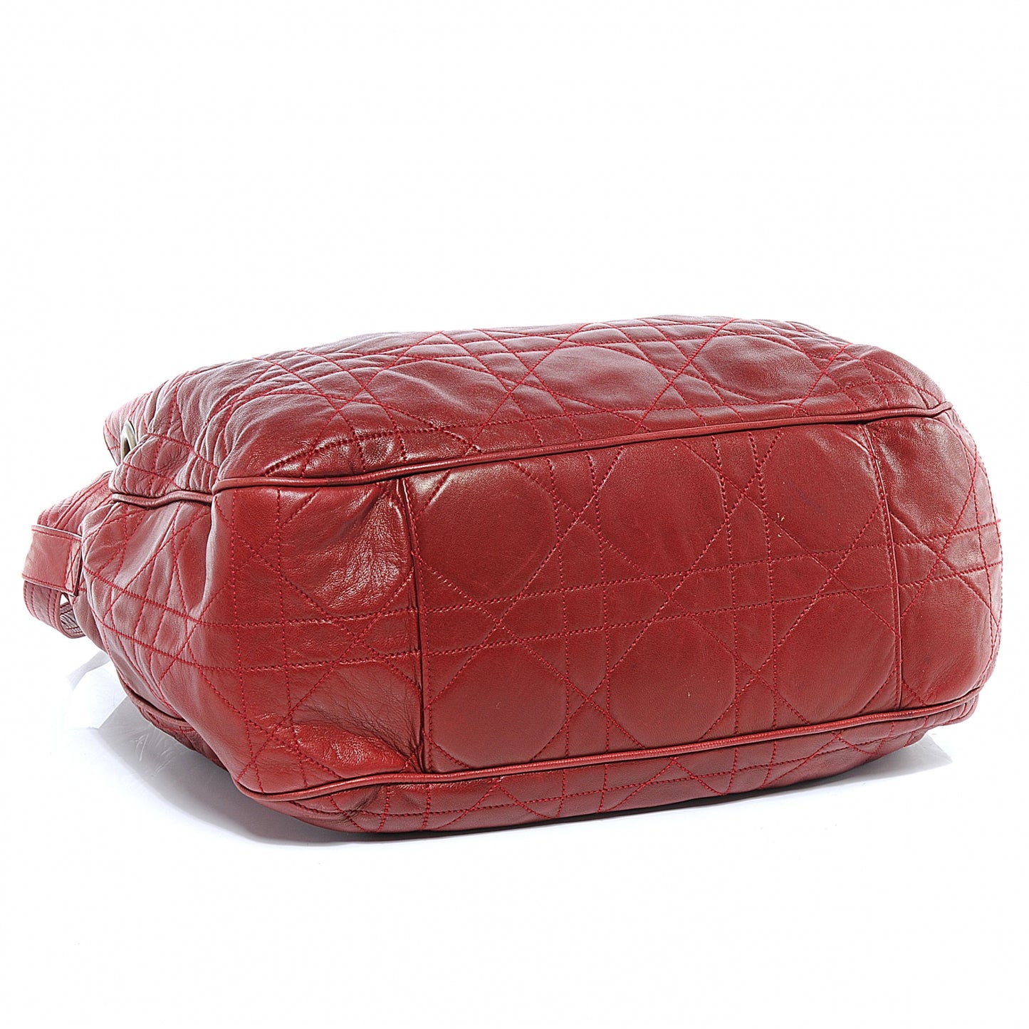 Calfskin Cannage Drawstring Bag Red
