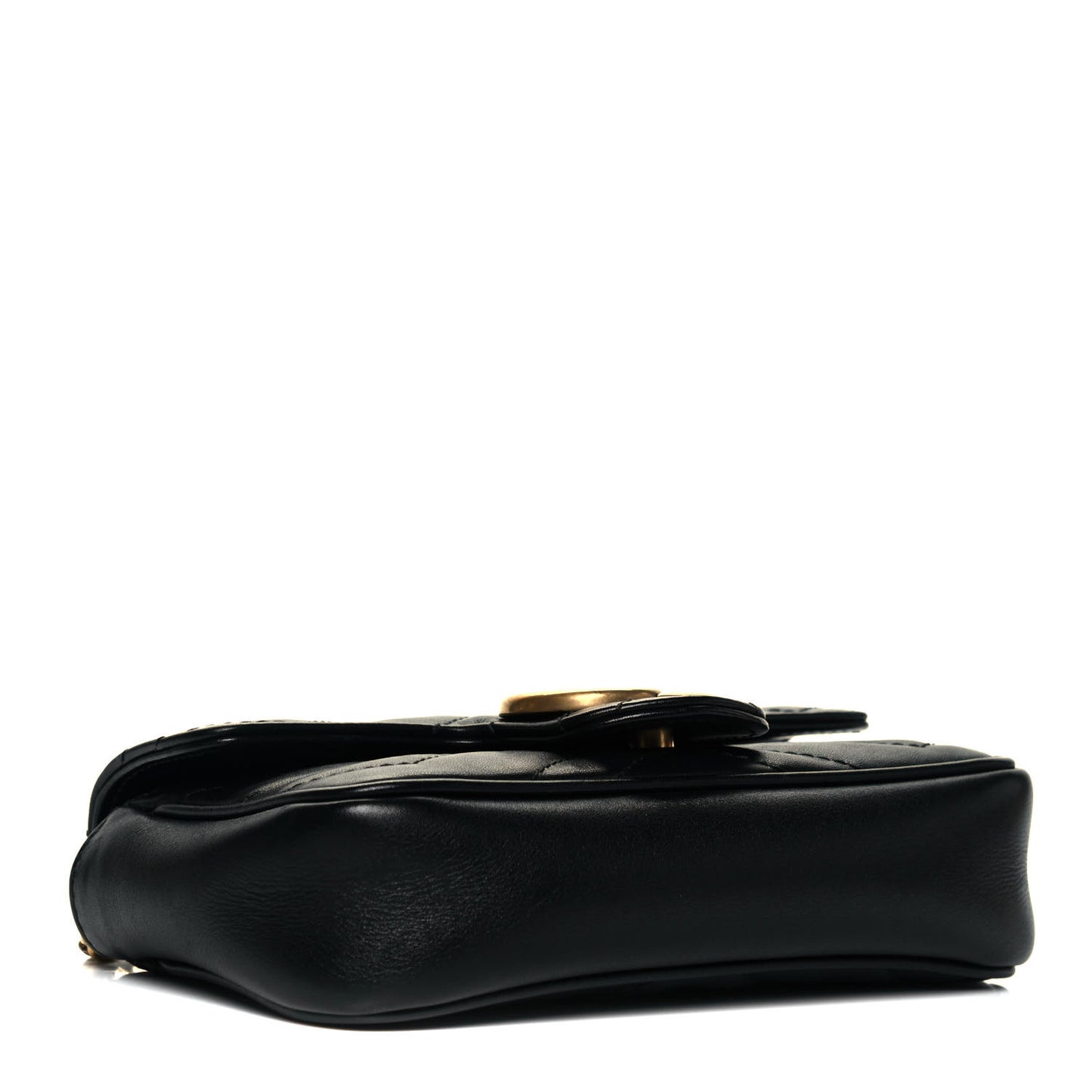 Calfskin Matelasse Super Mini GG Marmont Shoulder Bag Black
