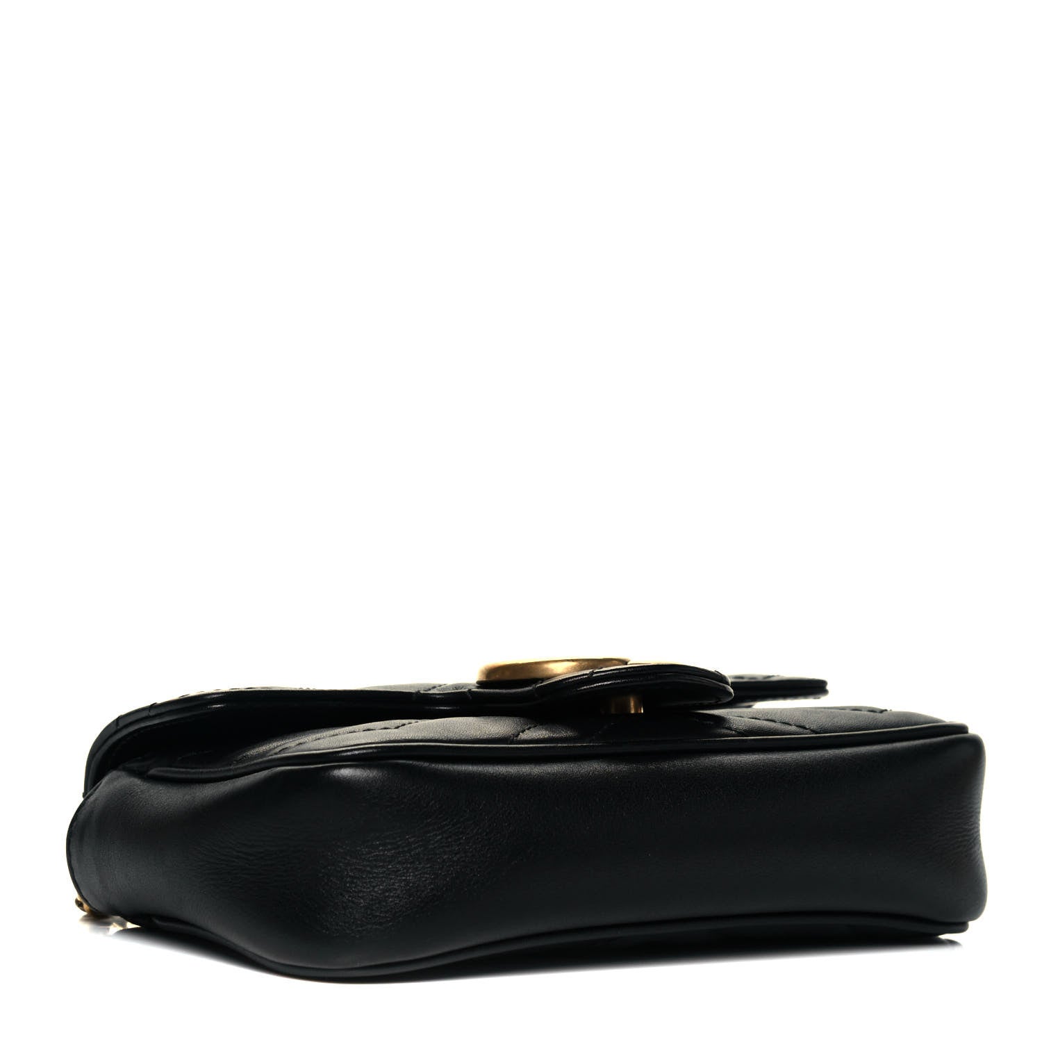 Gucci Calfskin Matelasse Super Mini GG Marmont Shoulder Bag Black 4 of 10