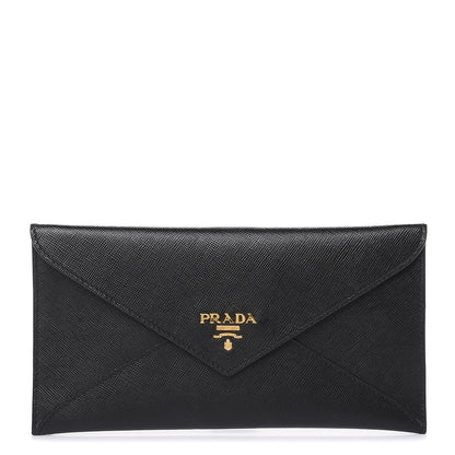 Prada Saffiano Metal Envelope Wallet Black 1 of 8