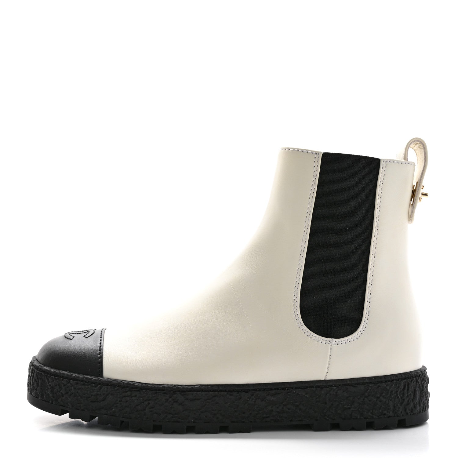 Chanel Calfskin Cap Toe CC Ankle Boots 41 White Black 1 of 12