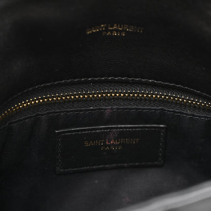 Saint Laurent Lambskin Quilted Toy Loulou Puffer Monogram Chain Satchel Black 14 of 15