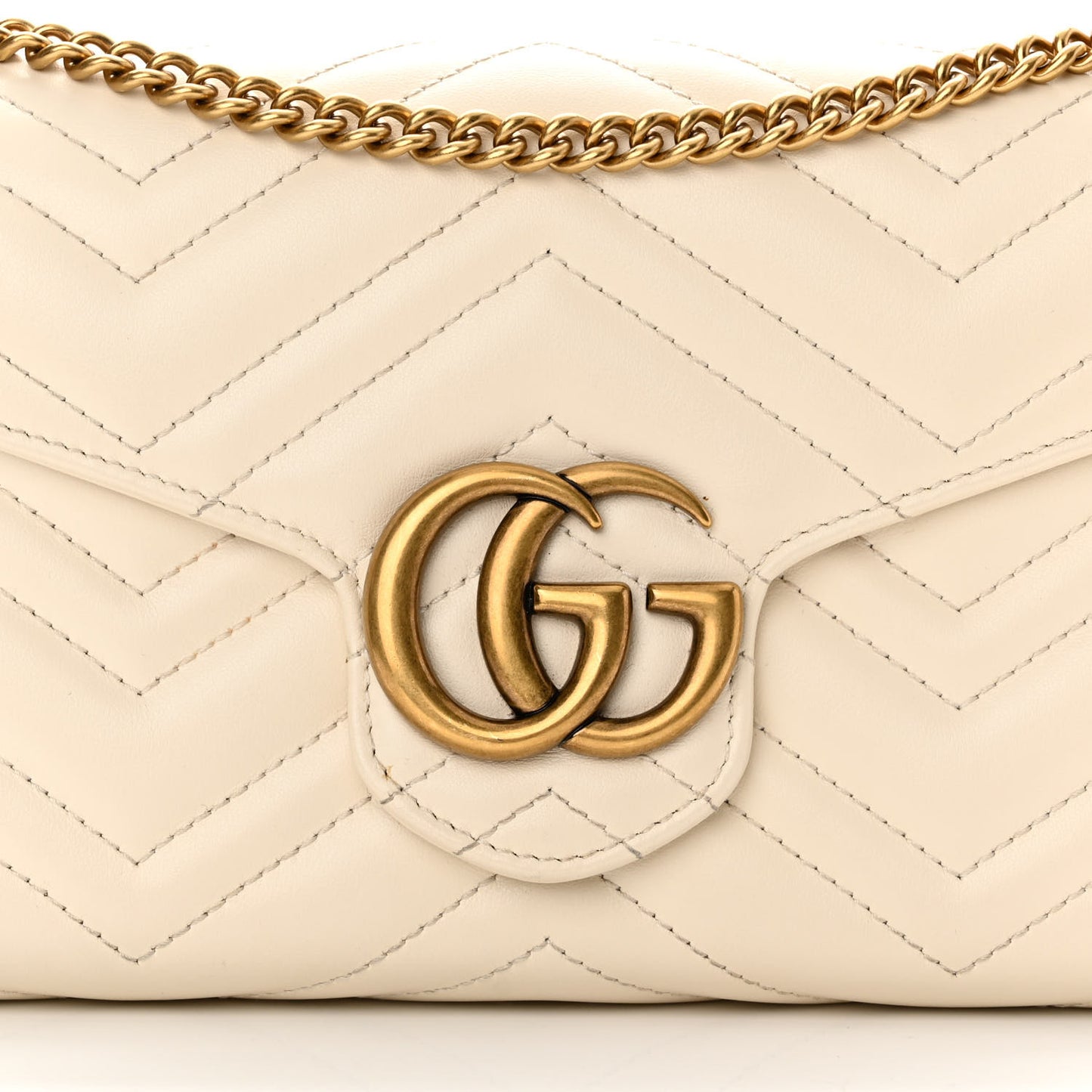 Calfskin Matelasse GG Marmont Chain Wallet Mystic White