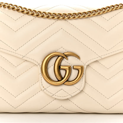 Gucci Calfskin Matelasse GG Marmont Chain Wallet Mystic White 8 of 15