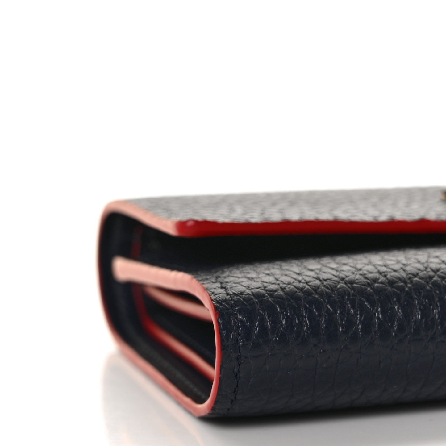 Taurillon Capucines Compact Wallet Marine Rouge