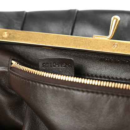 Celine Calfskin Pleated French Lock Clutch Black 7 of 7