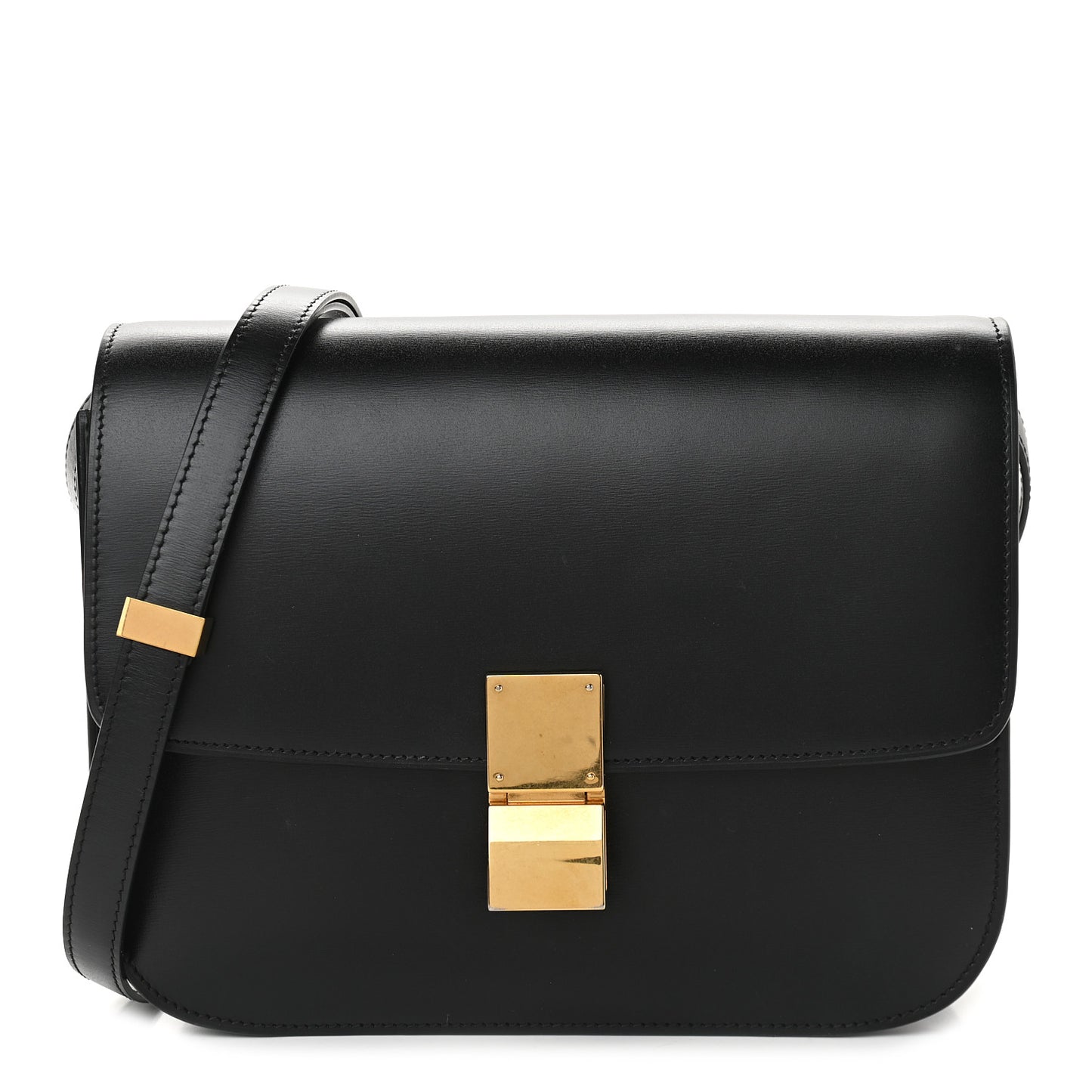 Box Calfskin Medium Classic Box Flap Bag Black