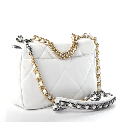 Chanel Shiny Crumpled Calfskin Quilted Medium 19 Flap White 4 of 11