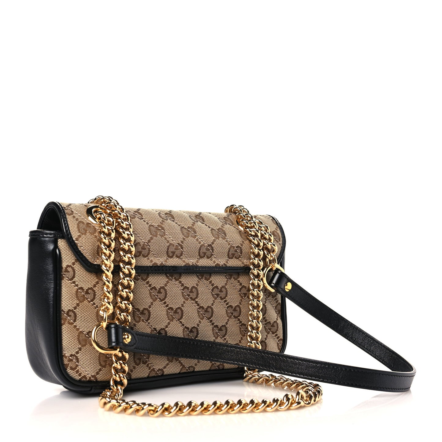 Monogram Matelasse Diagonal Mini GG Marmont Shoulder Bag Beige Black