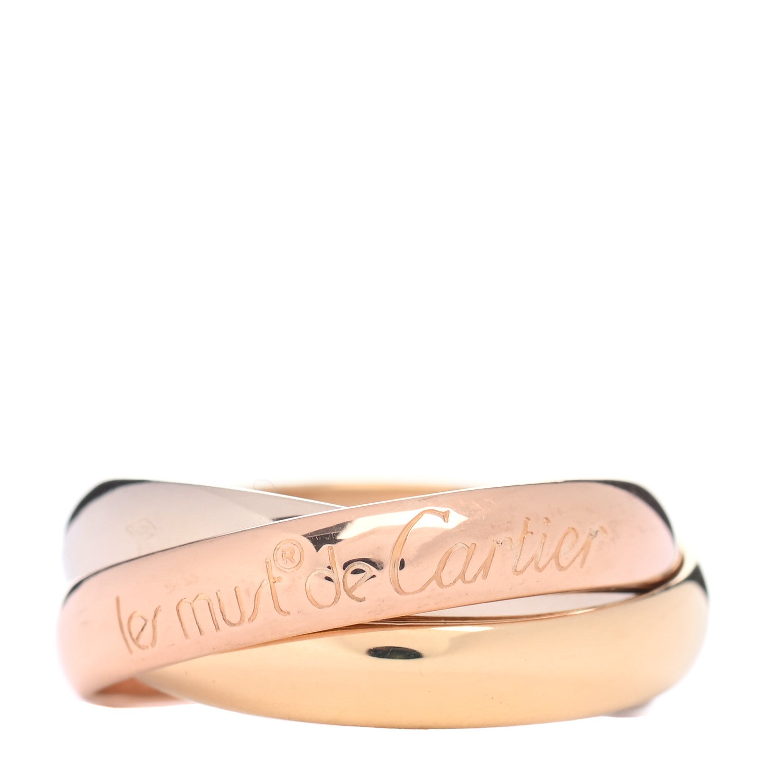 Cartier 18K Pink Yellow White Gold Classic Les Must De Cartier Trinity Ring 48 4.5 1 of 4
