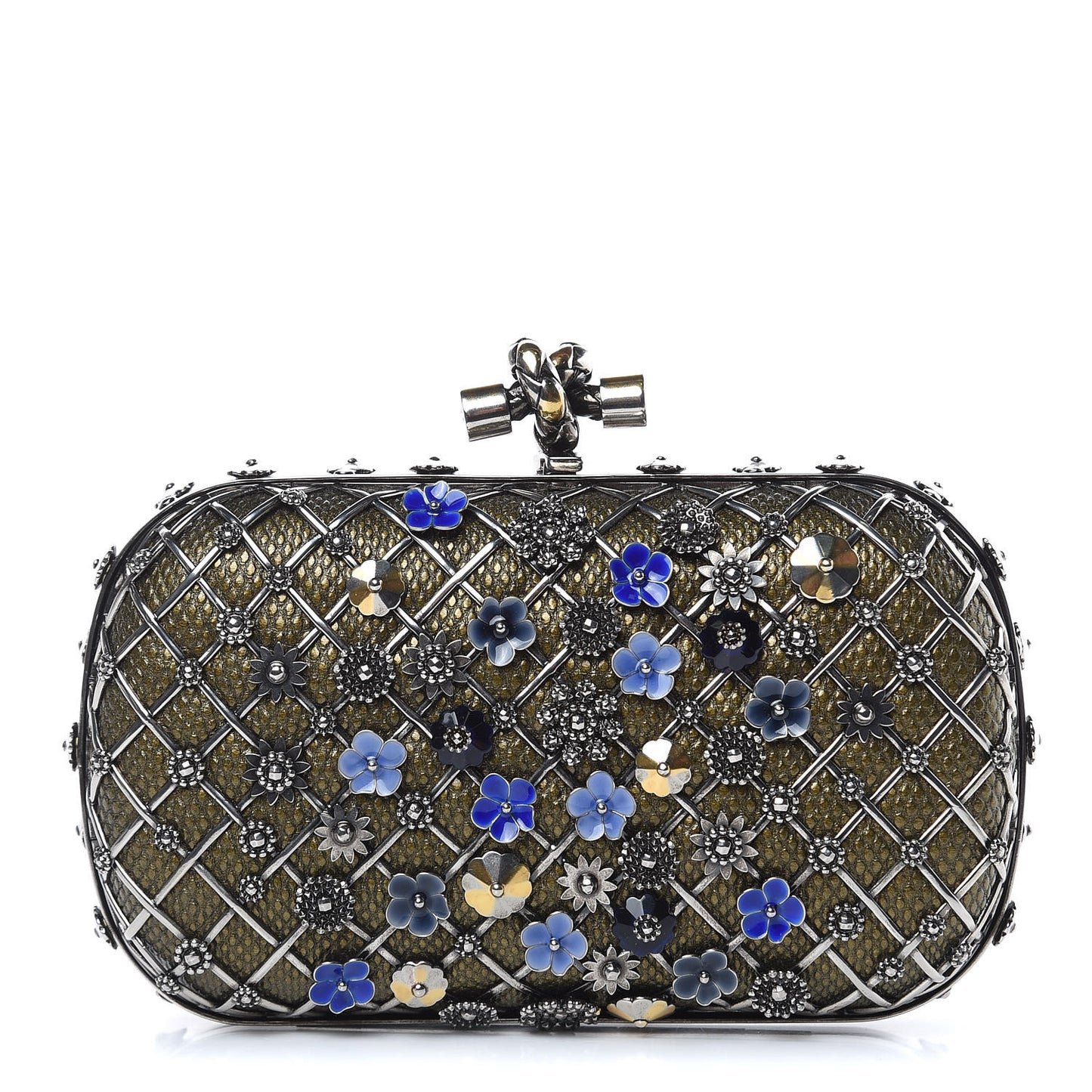 Karung Metal Embellished Knot Clutch Antique Brass