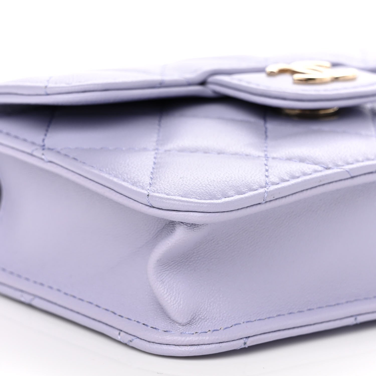 Chanel Lambskin Quilted Top Handle Flap Coin Purse With Chain Light Purple 10 of 11