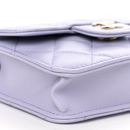 Chanel Lambskin Quilted Top Handle Flap Coin Purse With Chain Light Purple 10 of 11