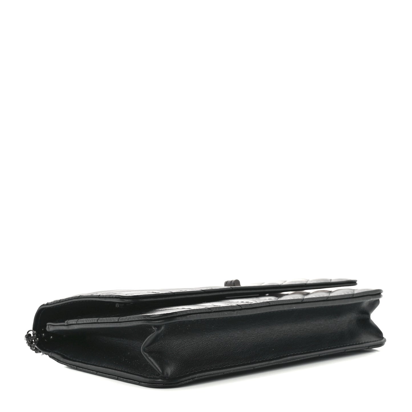Aged Calfskin Chevron Quilted Reissue Wallet On Chain WOC So Black
