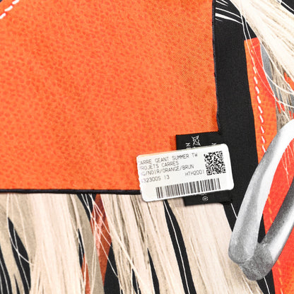 Hermes Silk Projets Carres Scarf 140 Black Orange Brun 5 of 6