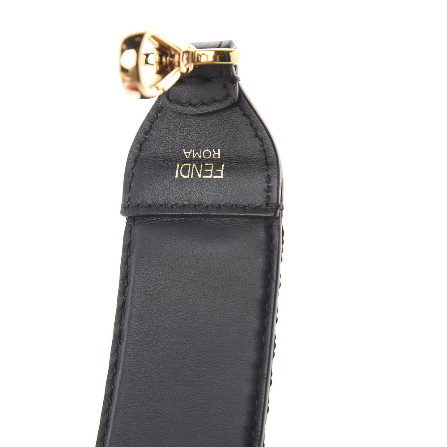 Calfskin Sequin FF Strap You Black Gold