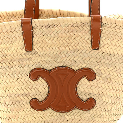 Celine Raffia Calfskin Triomphe Medium Panier Tan 7 of 9
