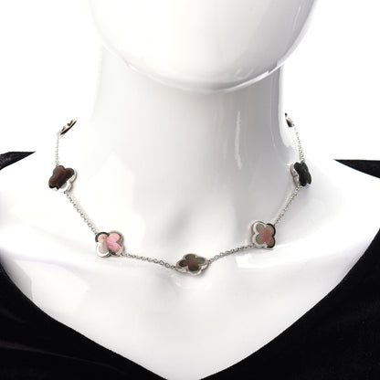 Van Cleef & Arpels 18K White Gold Grey Mother of Pearl 9 Motifs Pure Alhambra Necklace 2 of 4
