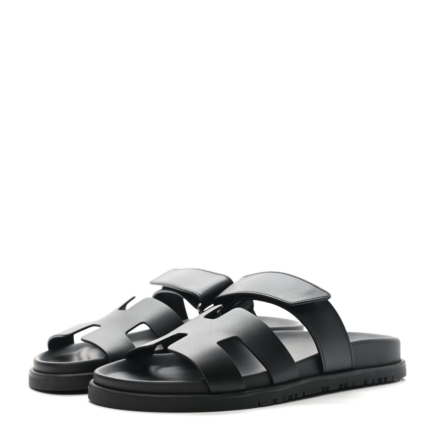 Hermes Calfskin Womens Chypre Sandals 36.5 Black 3 of 10