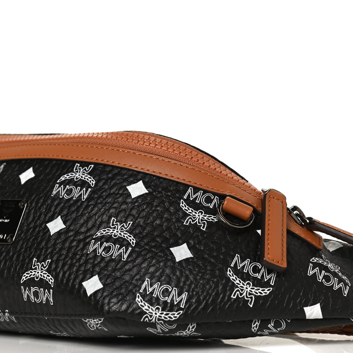 MCM Visetos Small Fusten Belt Bag Black Cognac 10 of 10