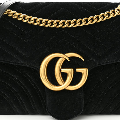 Gucci Velvet Matelasse Medium GG Marmont Shoulder Bag Black 8 of 10