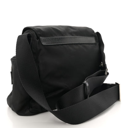 Prada Nylon Vela Saffiano Single Buckle Messenger Shoulder Bag Black 3 of 10