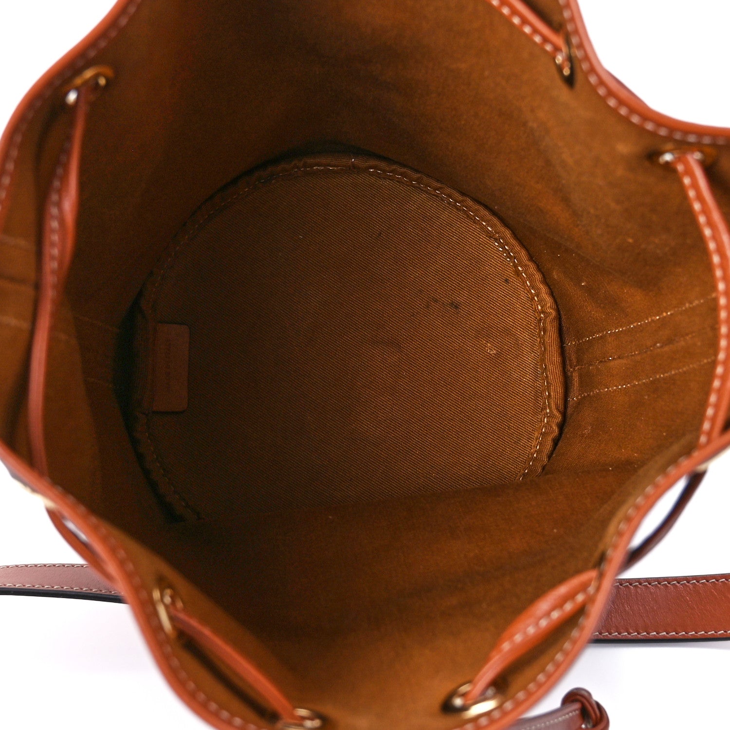 Celine Triomphe Canvas Calfskin Small Drawstring Bucket Bag Tan 5 of 10